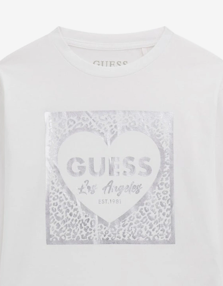 Girls Long Sleeve Heart T-Shirt in White