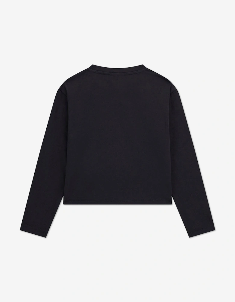 Girls Long Sleeve Heart T-Shirt in Black