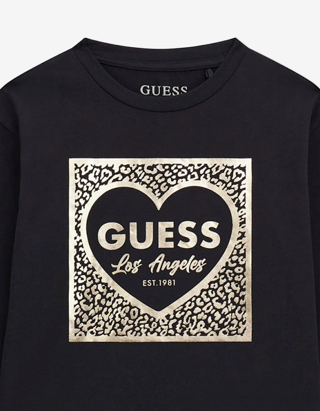 Girls Long Sleeve Heart T-Shirt in Black