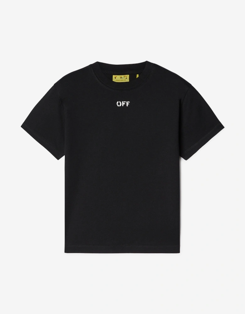 Kids Off Stamp Plain T-Shirt in Black