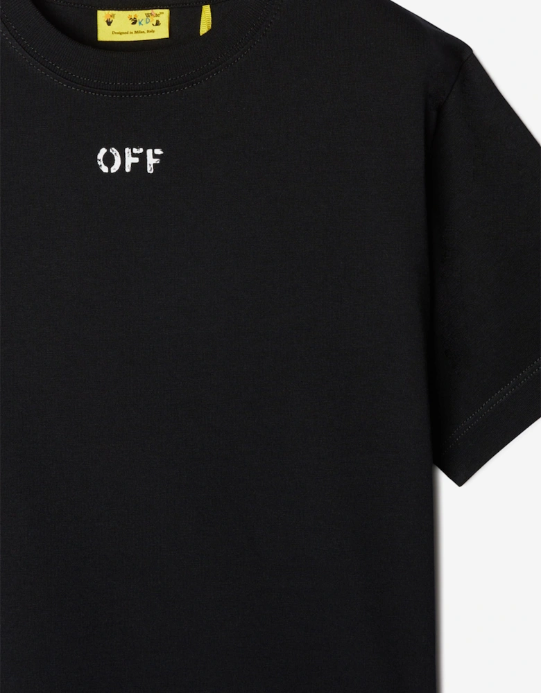 Kids Off Stamp Plain T-Shirt in Black