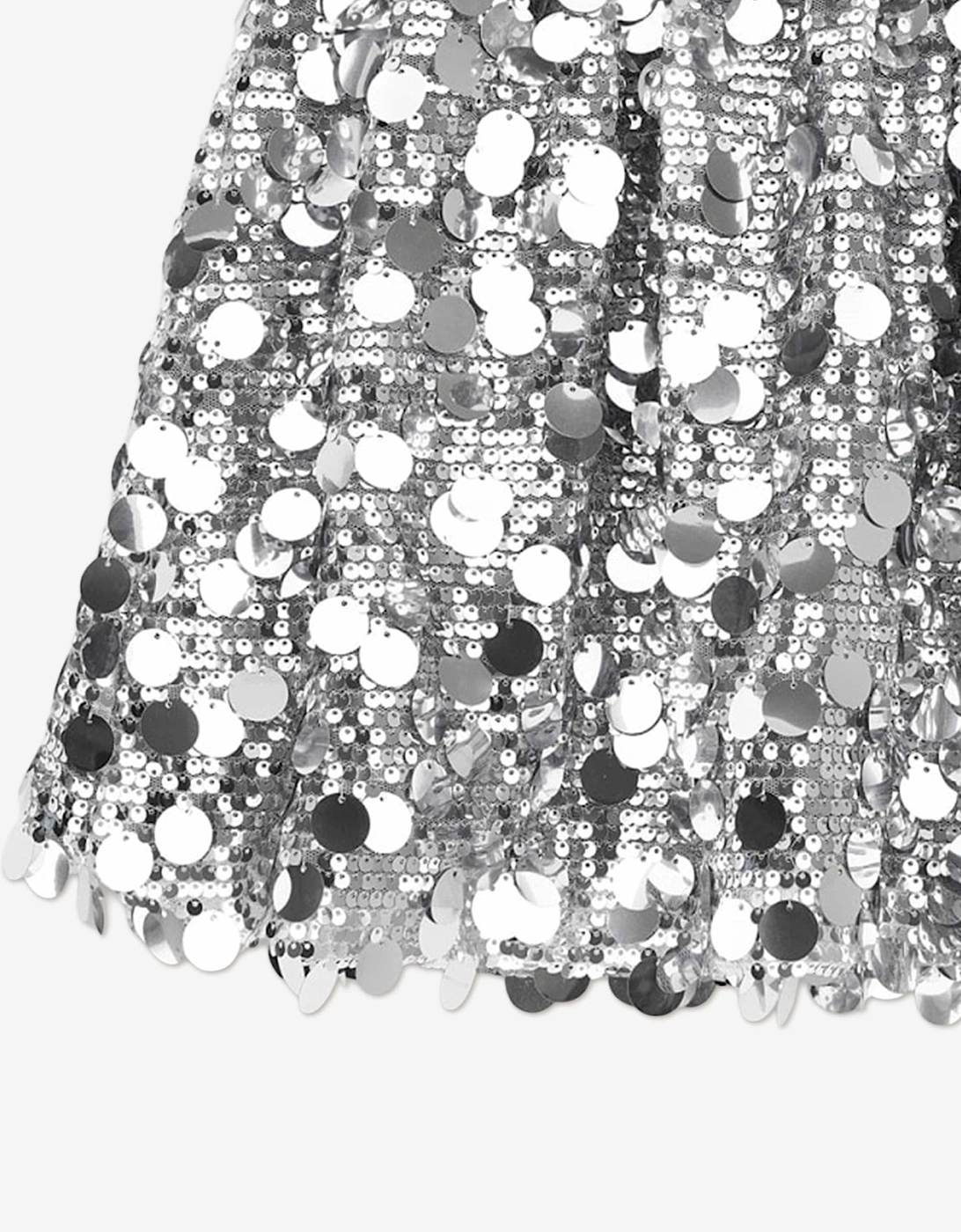 Girls Sequins Midi Skirt in Silver