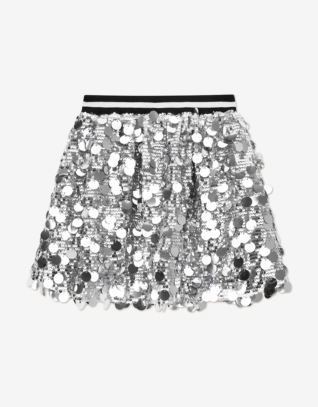 Girls Sequins Midi Skirt in Silver