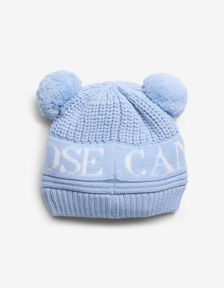 Baby Double Pom Pom Hat in Blue