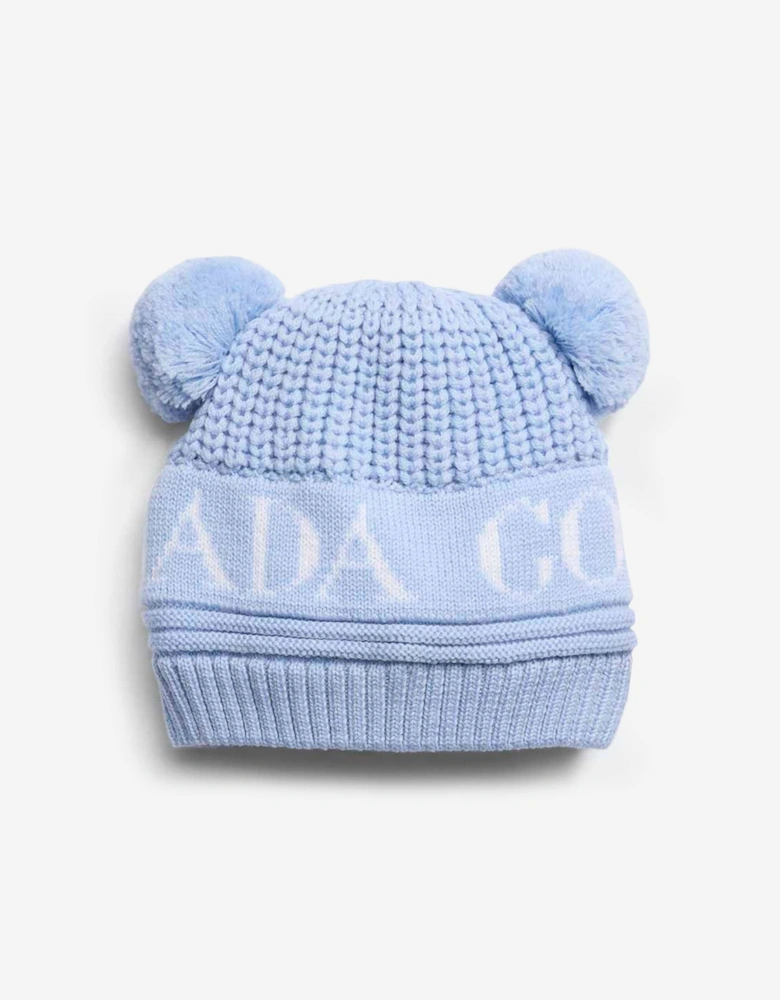 Baby Double Pom Pom Hat in Blue