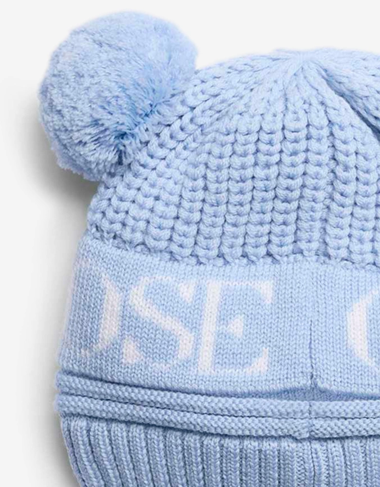 Baby Double Pom Pom Hat in Blue