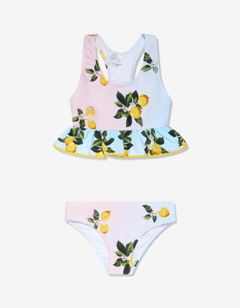 Girls Ira Lemon Print Bikini in Multicolour