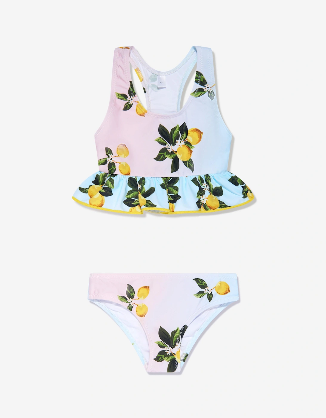 Girls Ira Lemon Print Bikini in Multicolour, 5 of 4