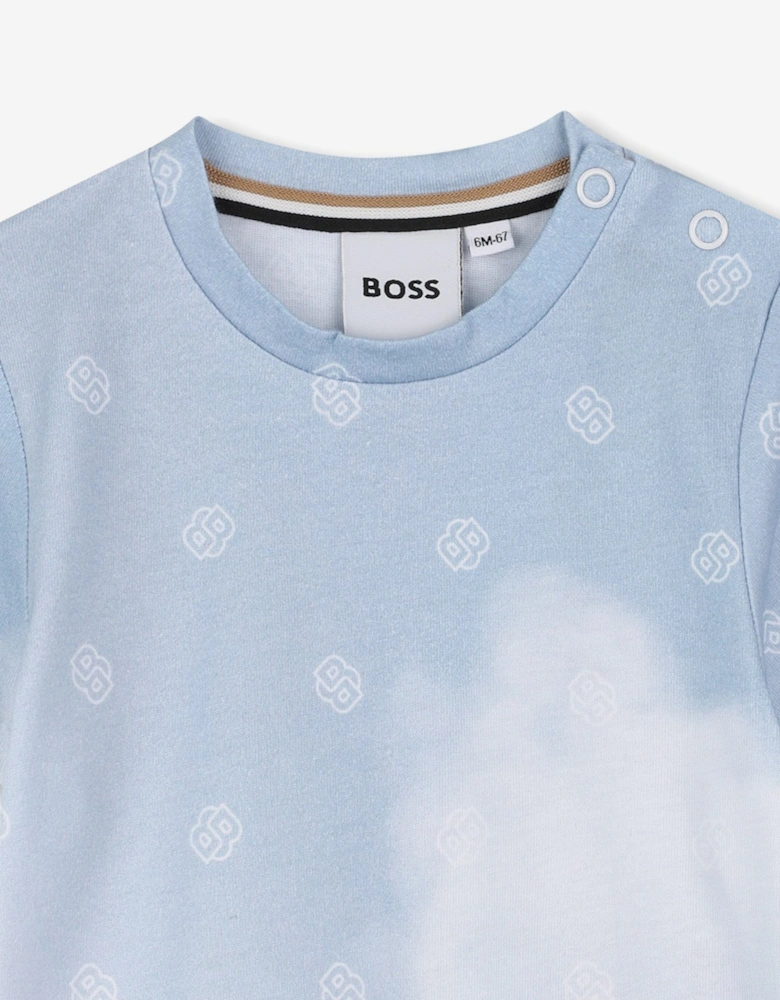 BOSS Baby Boys Cloud Print T-Shirt in Blue