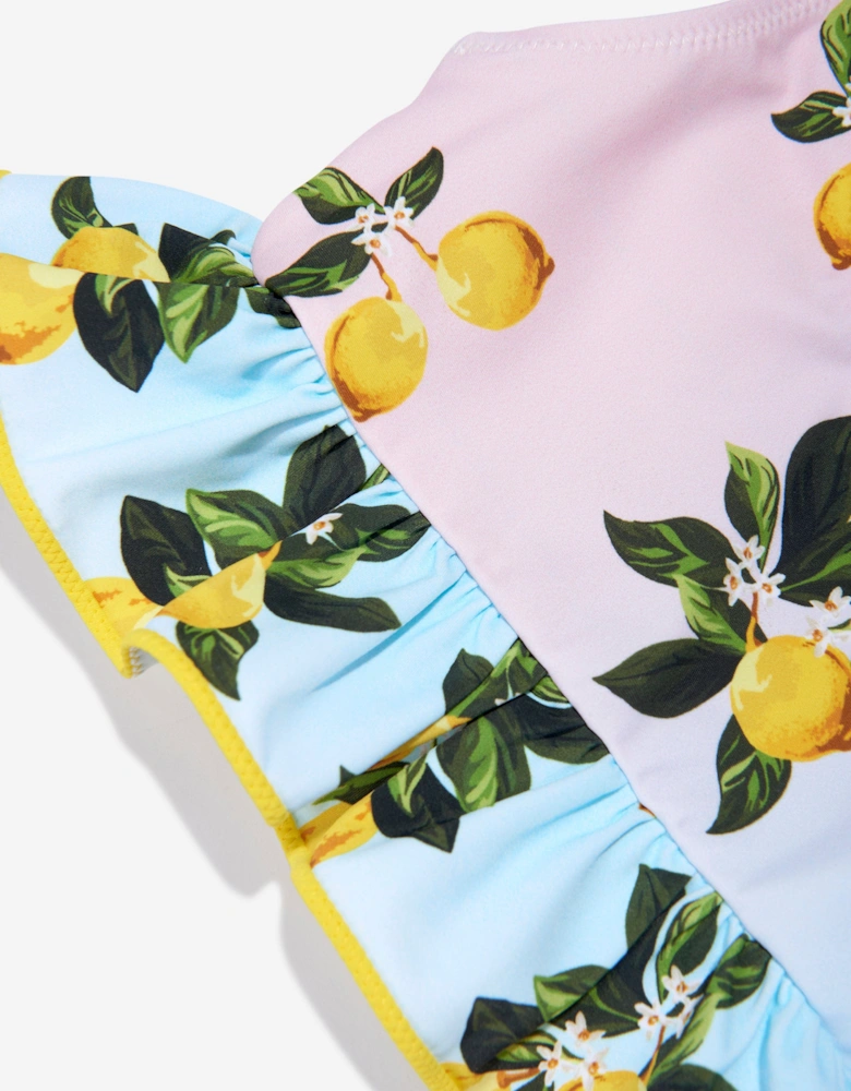 Girls Ira Lemon Print Bikini in Multicolour