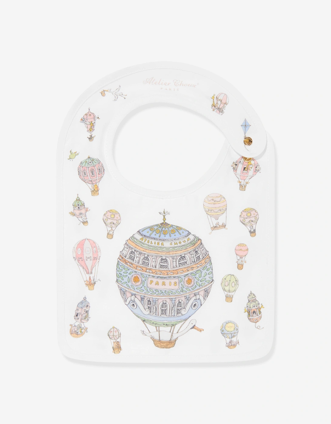 Baby Hot Air Balloons Swaddle And Satin Bib Set in White