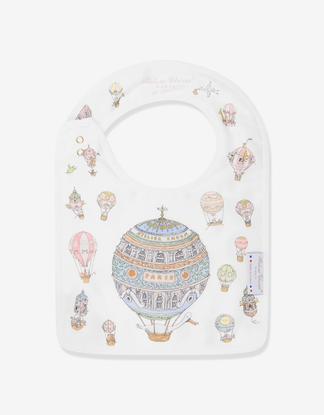 Baby Hot Air Balloons Swaddle And Satin Bib Set in White