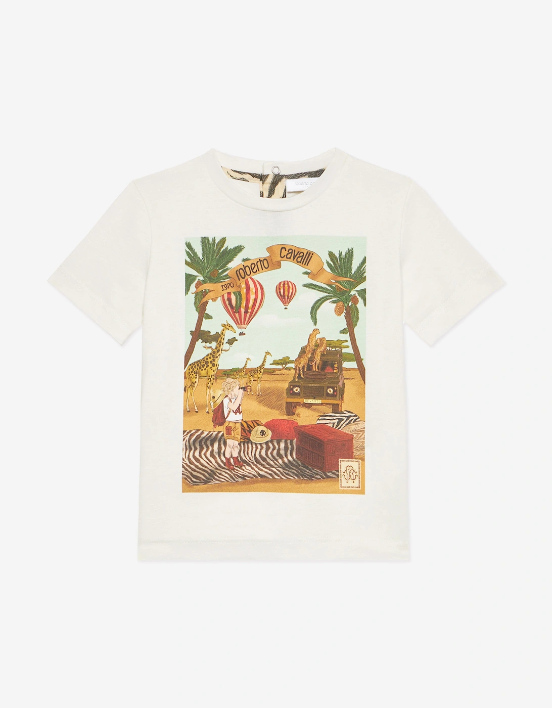 Baby Boys Safari Print T-Shirt in White, 4 of 3