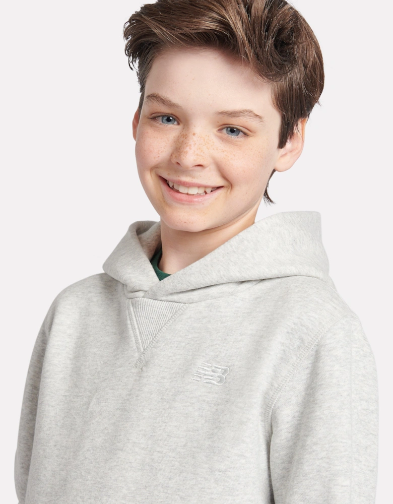 Boys French Terry Small Logo Hoodie in Grey