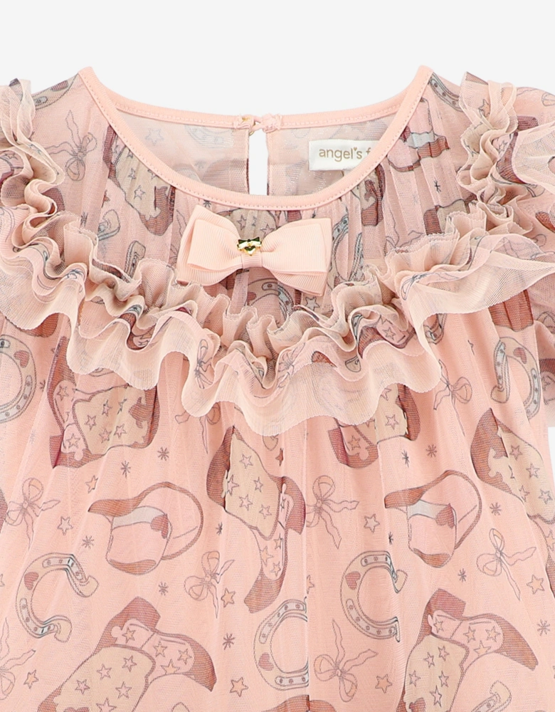 Angels Face Girls Victoria Rodeo Tulle Dress in Pink