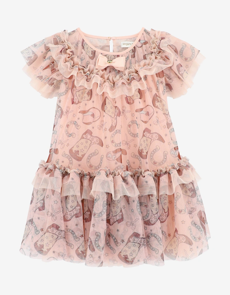 Angels Face Girls Victoria Rodeo Tulle Dress in Pink