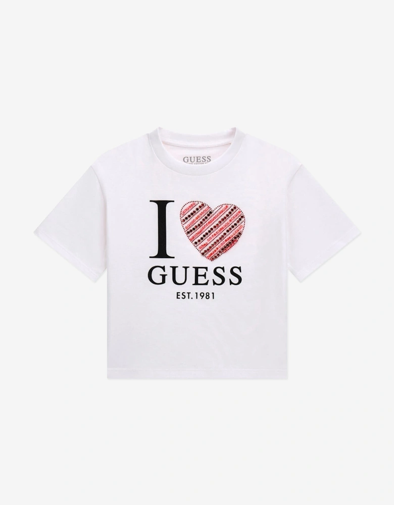 Girls Slogan T-Shirt in White