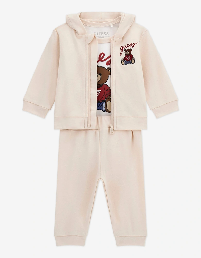 Baby Teddy Bear Tracksuit Set in Beige