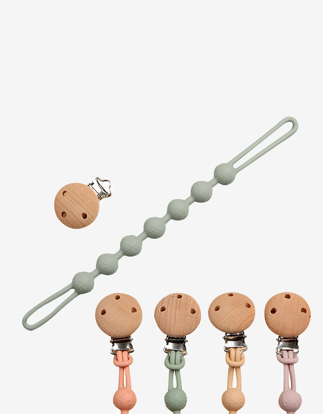 Baby Pacifier Clip and Teether in Green, 8 of 7
