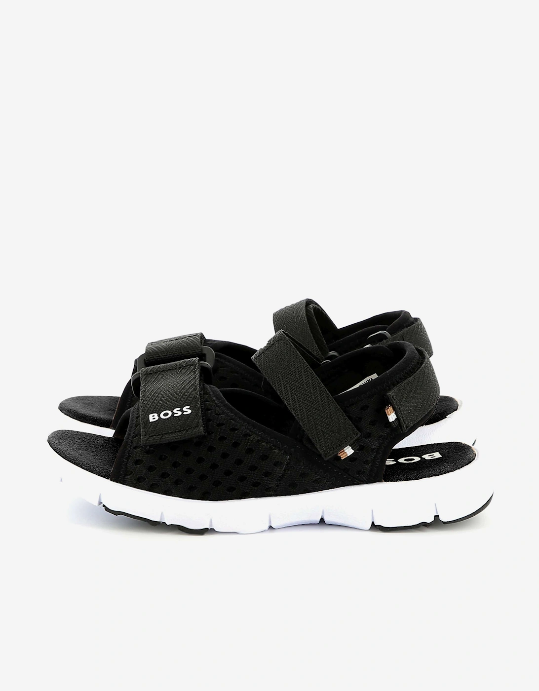 BOSS Boys Velcro Strap Sandals in Black, 5 of 4