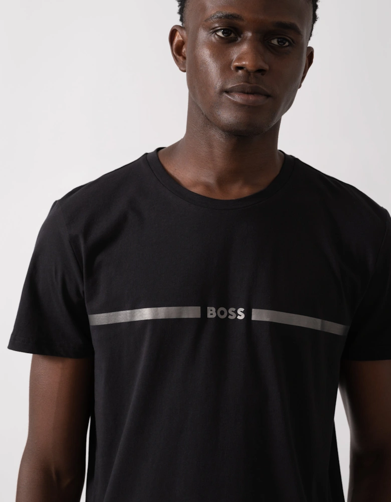 BOSS Orange Mens Metallic Stripe Logo T-Shirt - Black 005