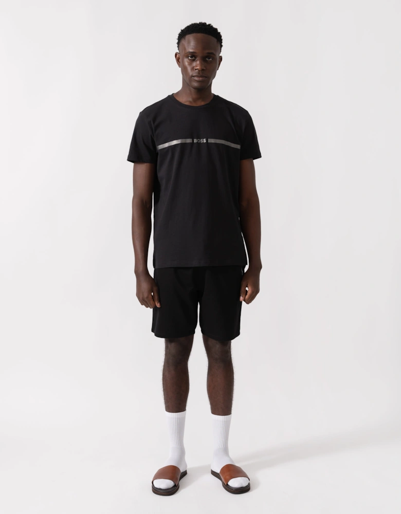 BOSS Orange Mens Metallic Stripe Logo T-Shirt - Black 005