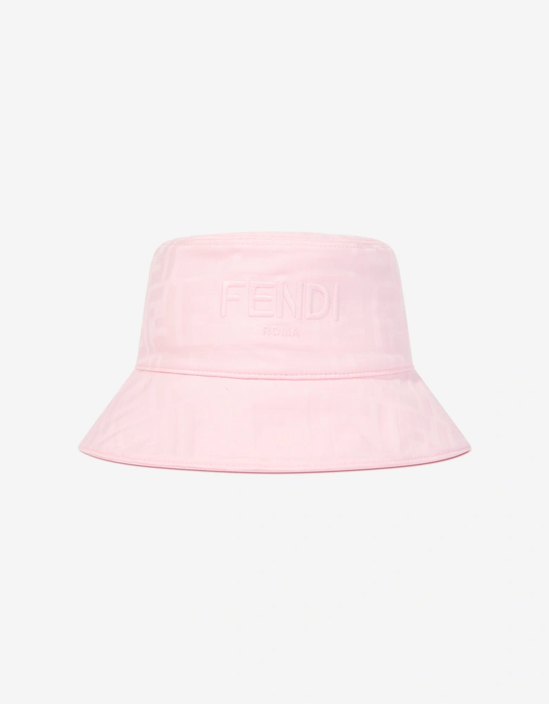 Girls FF Jaquard Logo Bucket Hat in Pink