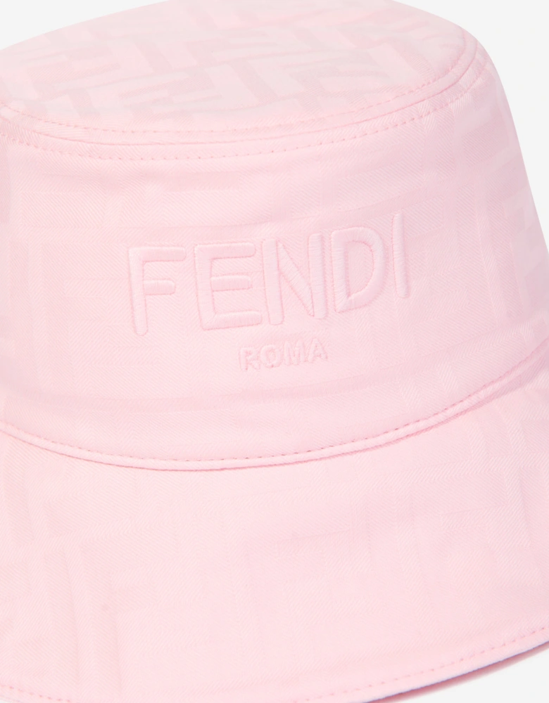 Girls FF Jaquard Logo Bucket Hat in Pink