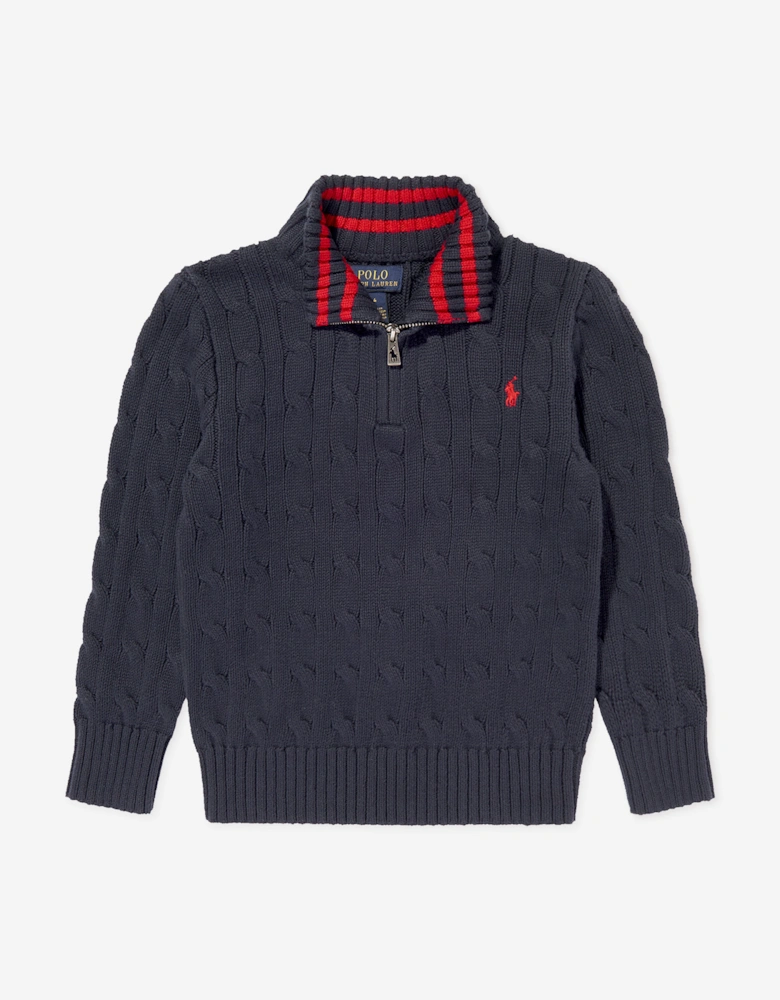 Boys Half Zip Jumper in Navy
