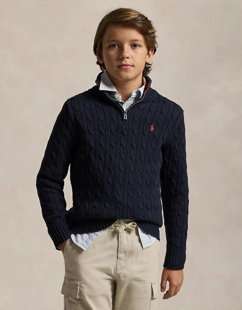 Boys Half Zip Jumper in Navy