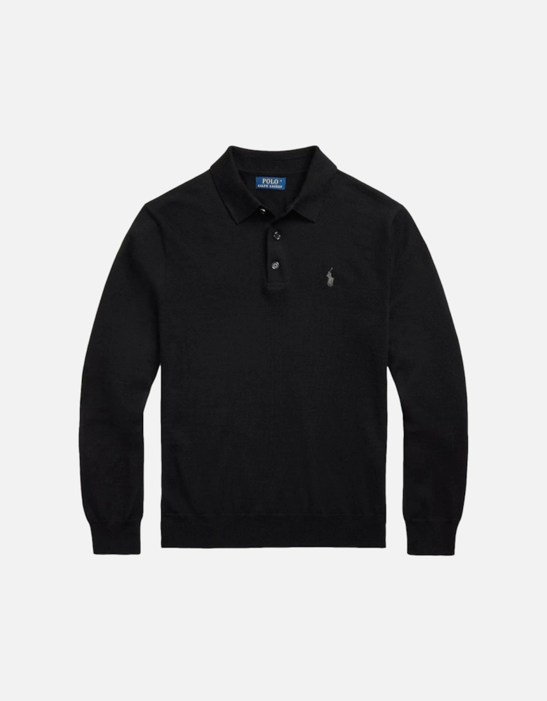 Merino Wool Sweater 002 Polo Black