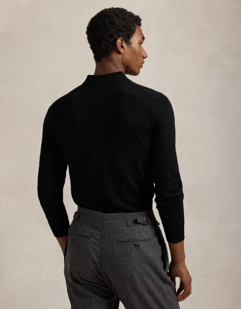 Merino Wool Sweater 002 Polo Black