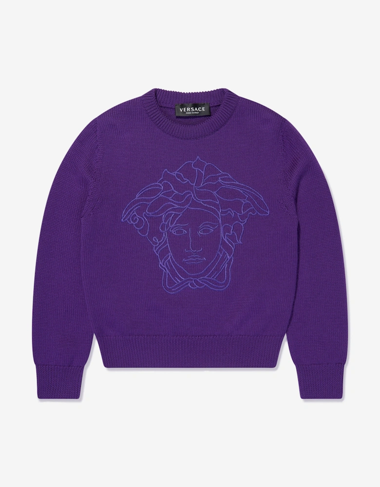 Girls Wool Logo Jumper in Purple
