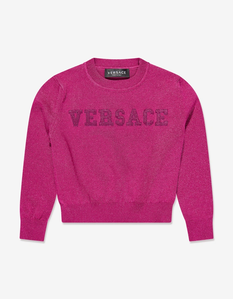 Girls Logo Knitted Sweater in Pink