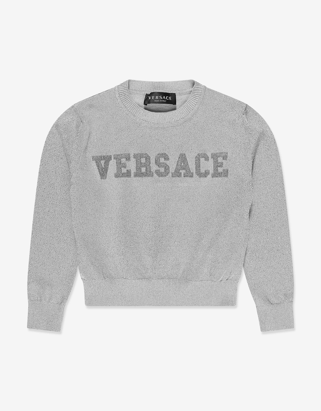 Girls Logo Knitted Sweater in Silver, 5 of 4