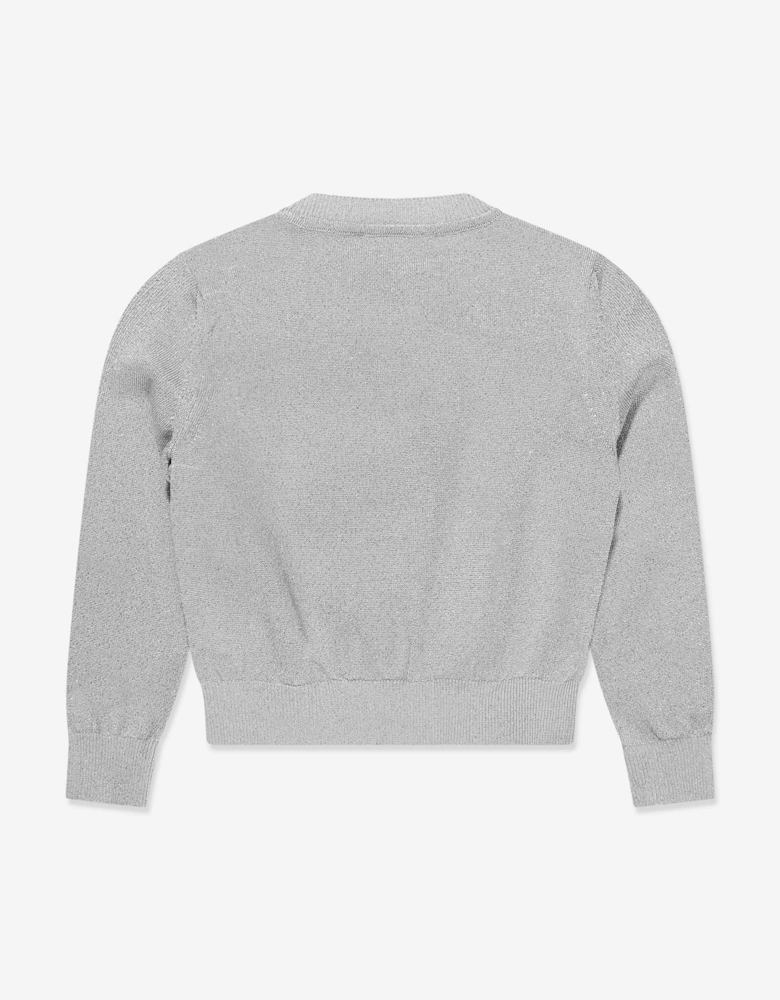 Girls Logo Knitted Sweater in Silver