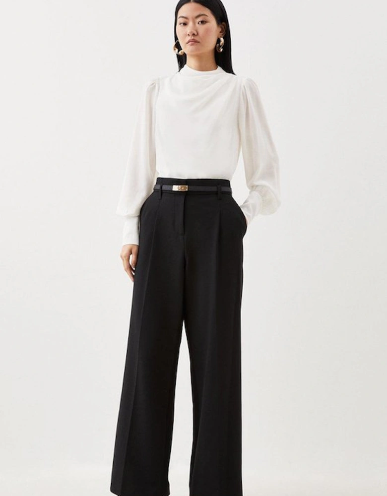 Tailored Compact Stretch Corset Waist Wide Leg Trousers