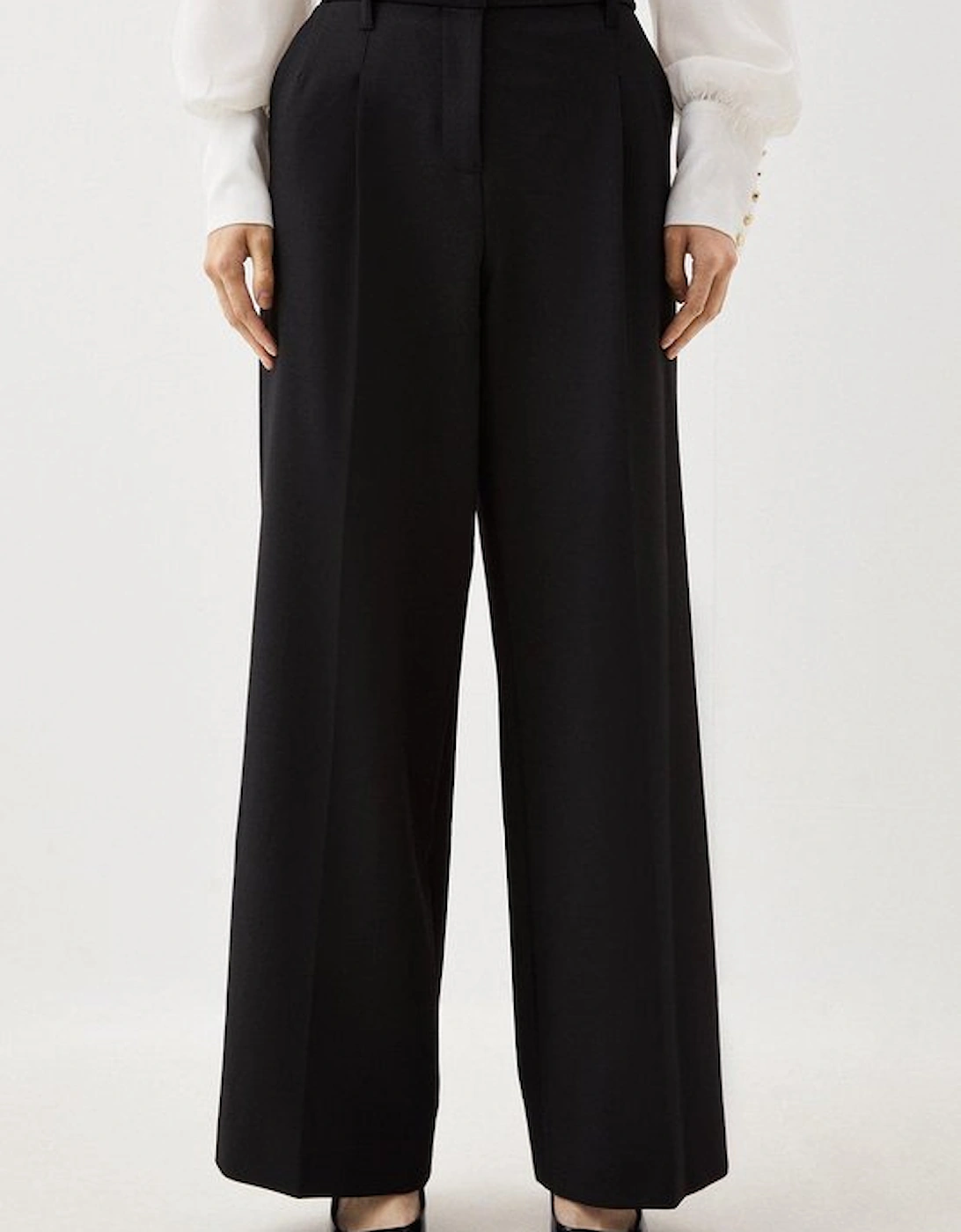 Tailored Compact Stretch Corset Waist Wide Leg Trousers