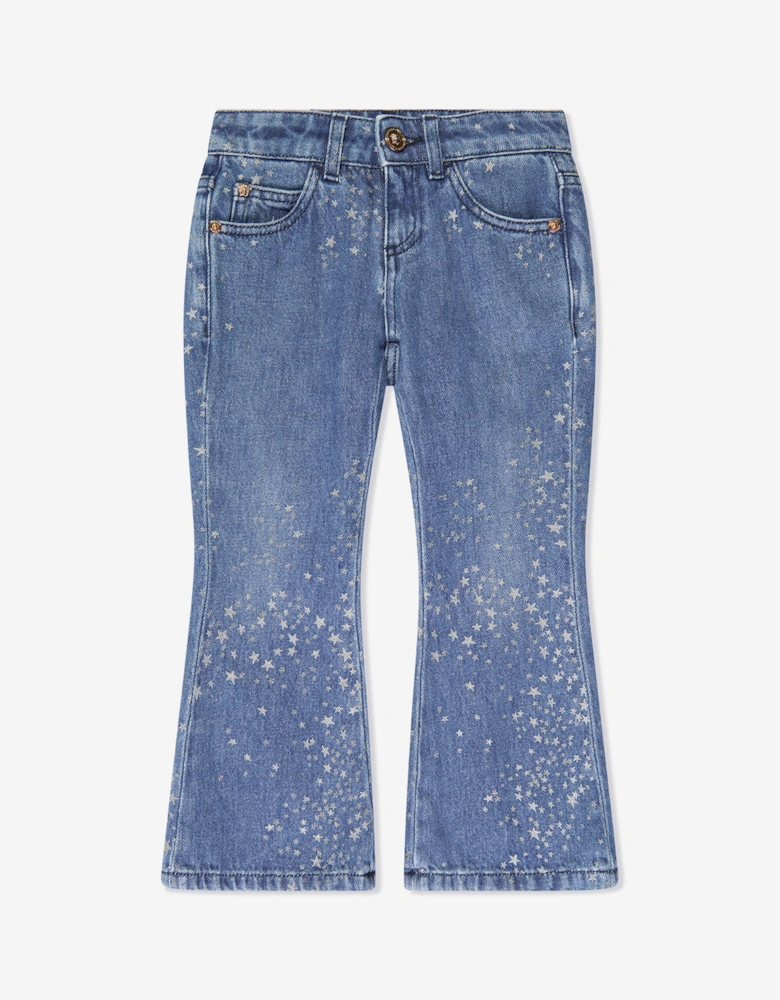 Girls Flared Glitter Jeans in Blue