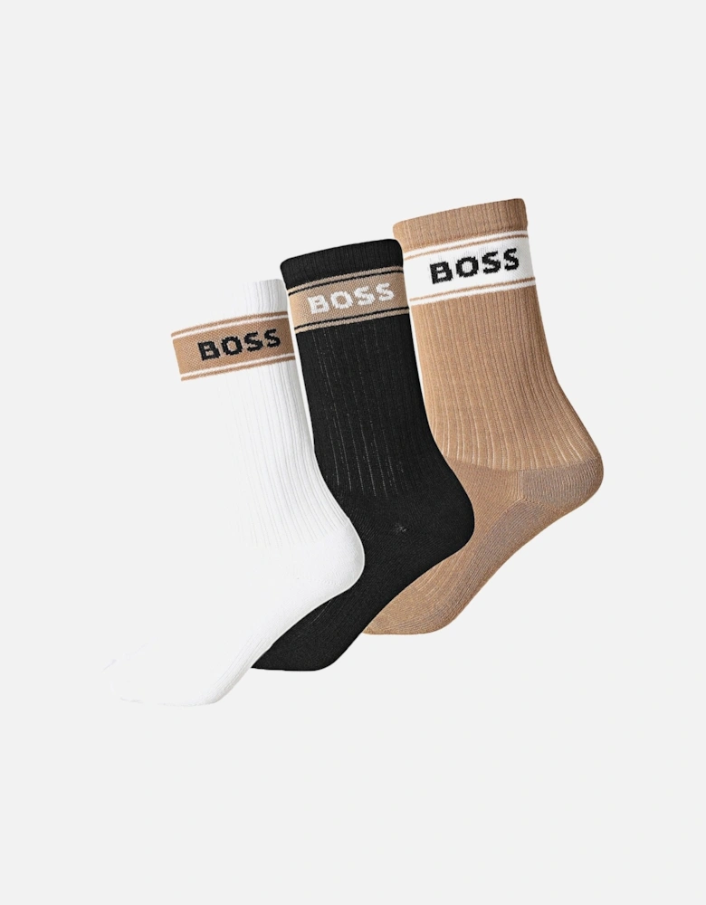 Boss Black 3 Pack Rib Socks Beige/White/Black