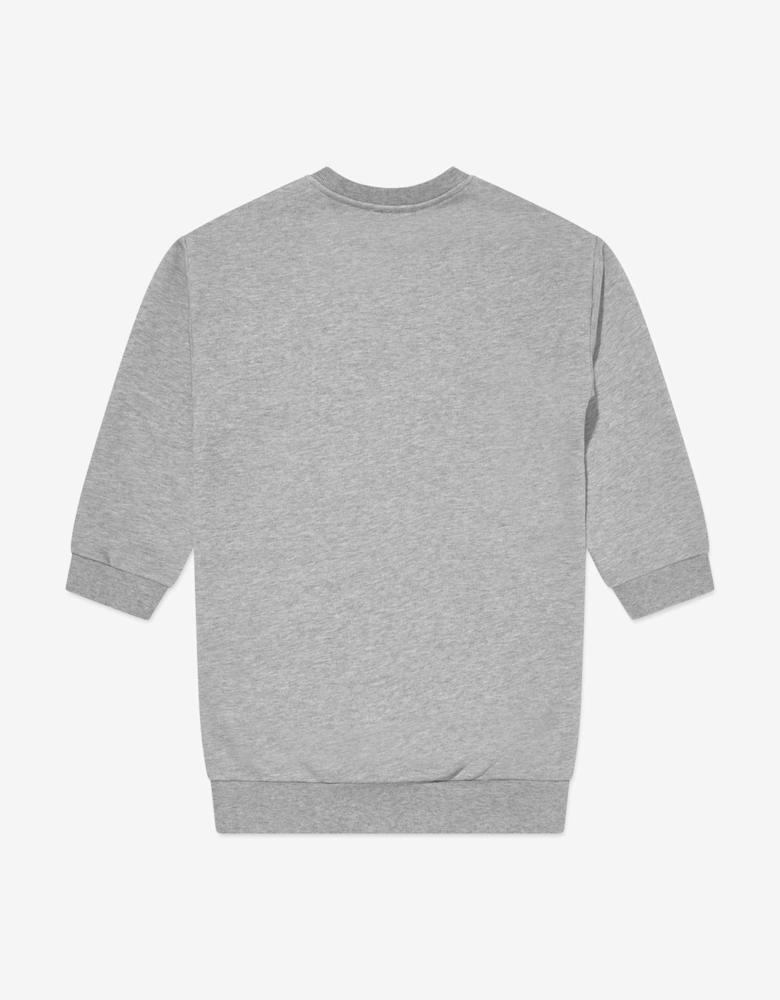 Girls Diamante Logo Sweater Dress in Grey