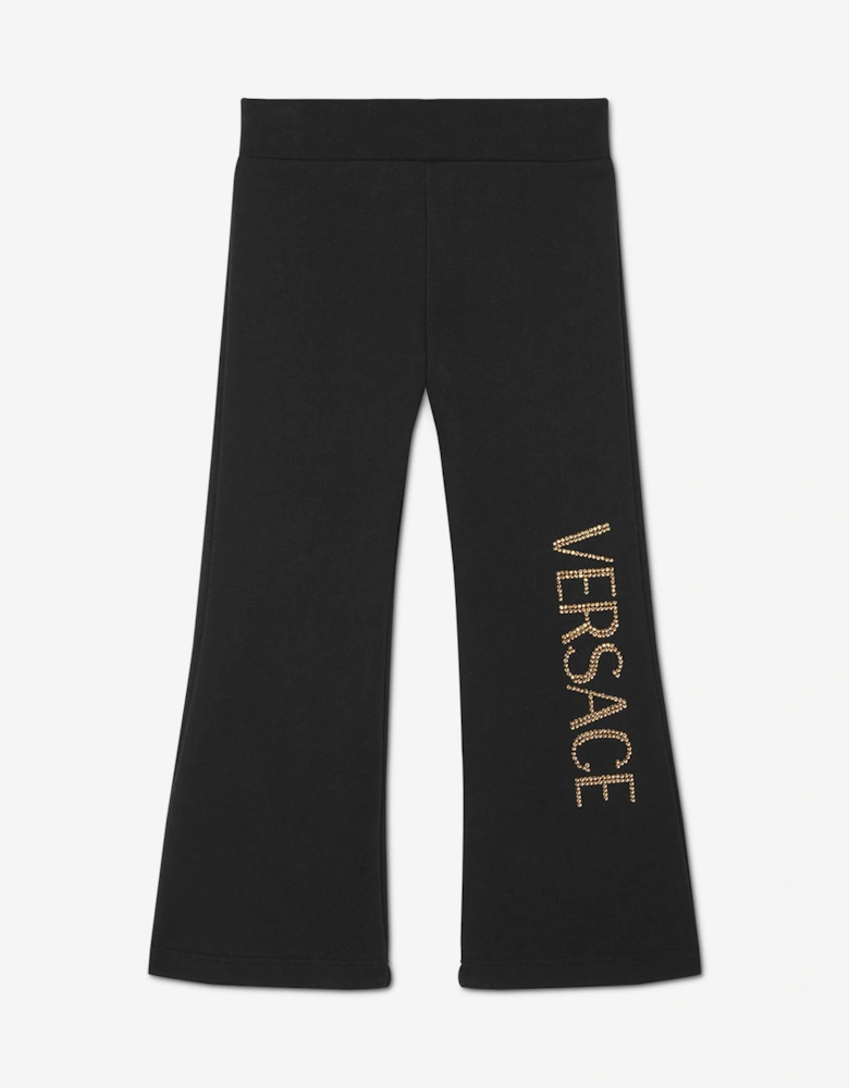 Girls Flared Logo Joggers in Black