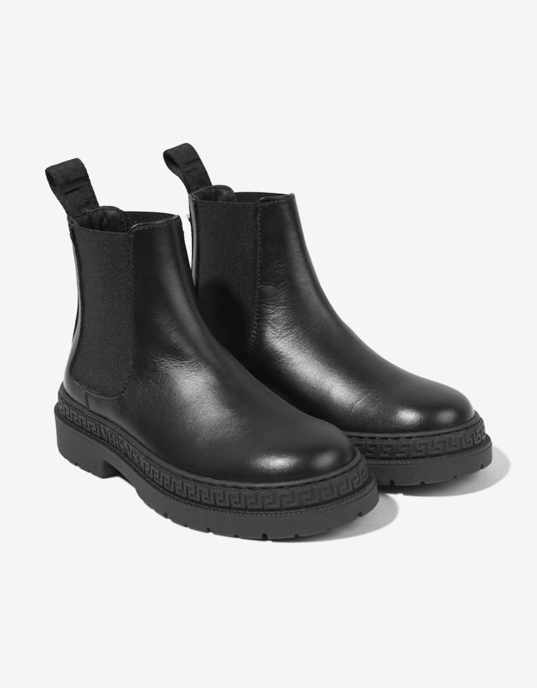 Kids Leather Chelsea Boots in Black