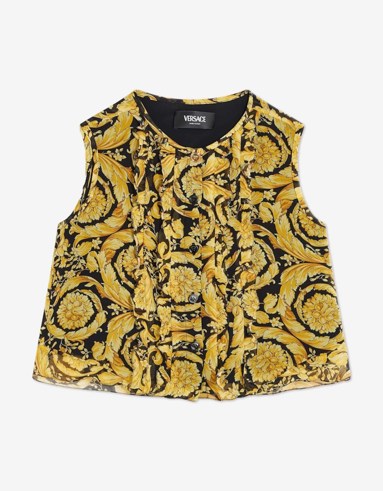 Girls Silk Barocco Georgette Blouse in Gold