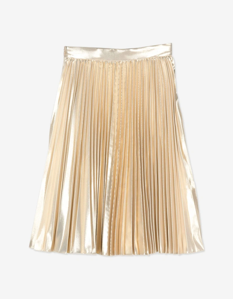 Girls Pleated Skirt in Gold