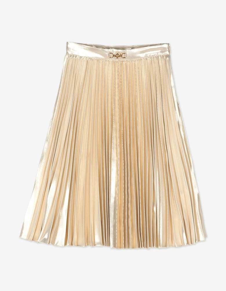 Girls Pleated Skirt in Gold