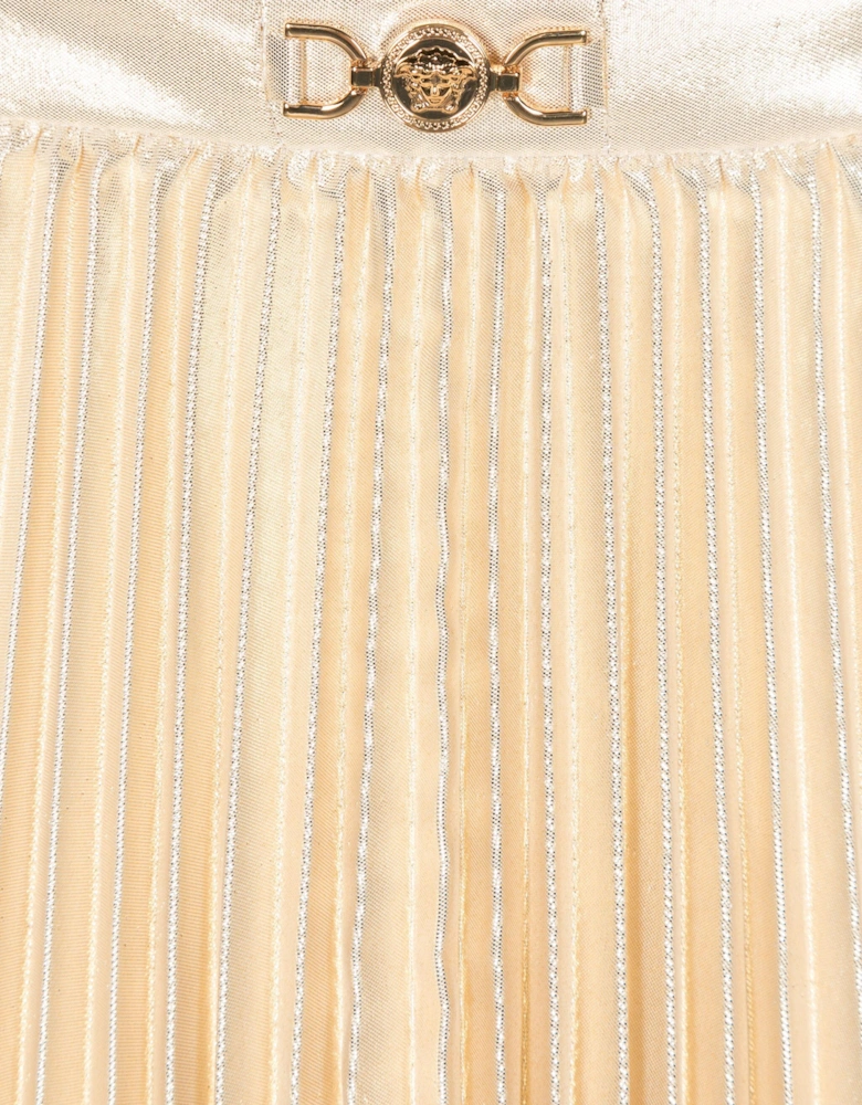 Girls Pleated Skirt in Gold