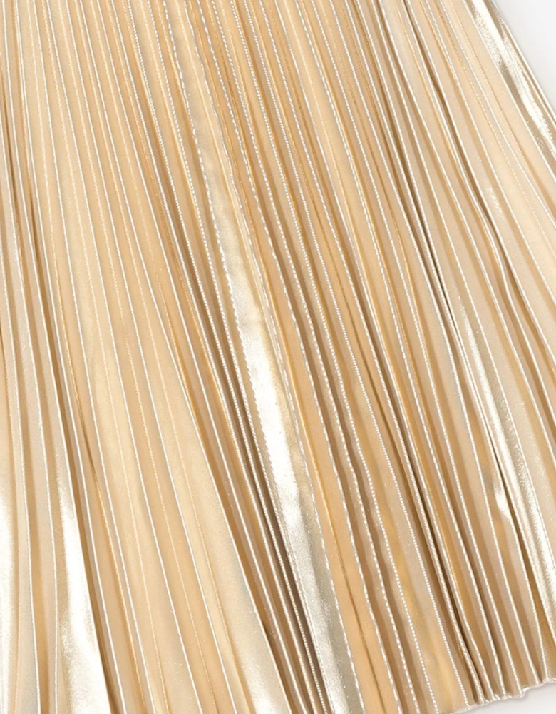 Girls Pleated Skirt in Gold