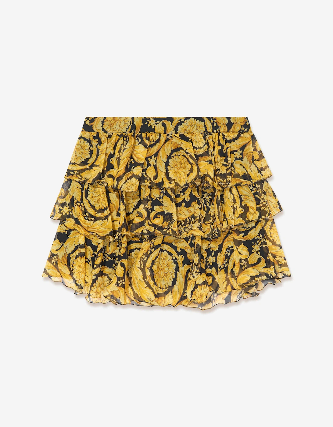 Girls Silk Barocco Ruffle Skirt in Gold