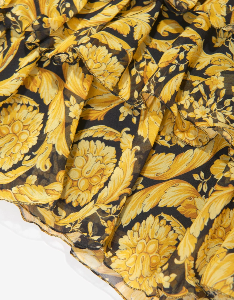Girls Silk Barocco Ruffle Skirt in Gold